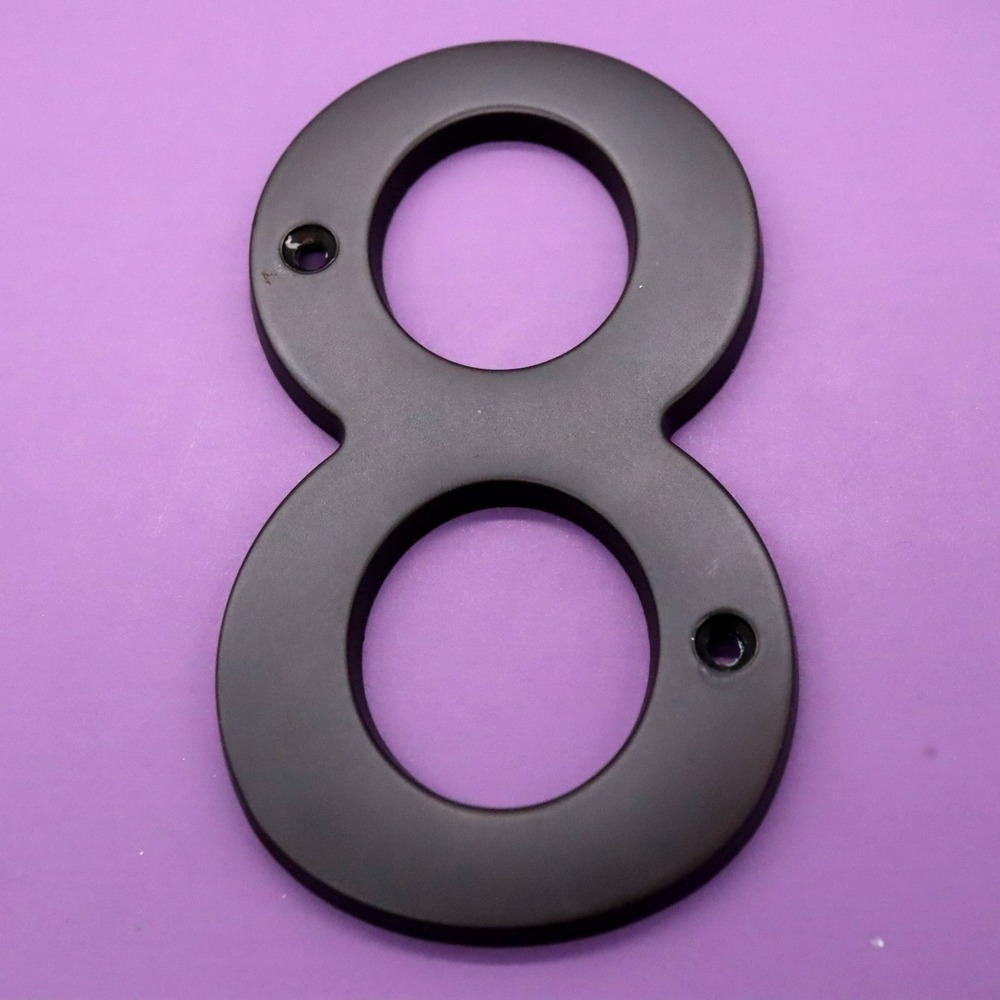 Number 8 Oil Rubbed Bronze 4" House Number w/ Hardware Wall Mount Post Address